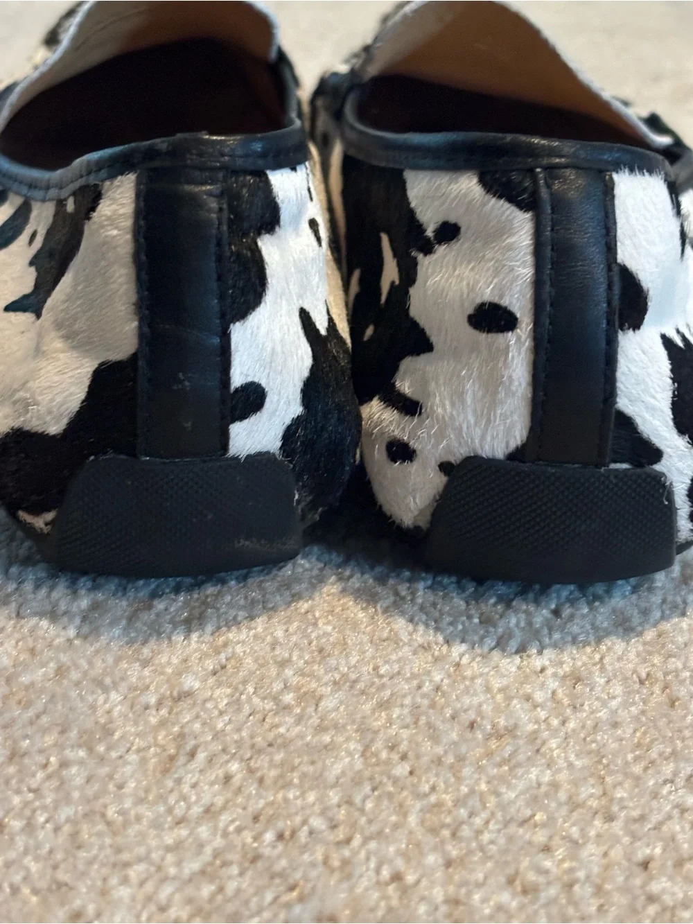 Vaneli Women’s Size 12 Italian Calf Hair Albion Driving Moc Cow Print Loafers